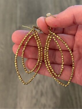 💛Stella & Dot Gold Beaded Double Hoop Drop Earrings - Women's Jewelry💛